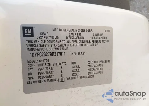 2009 Cadillac Escalade Standard from USA, damaged, VIN 1GYFC23279R217011